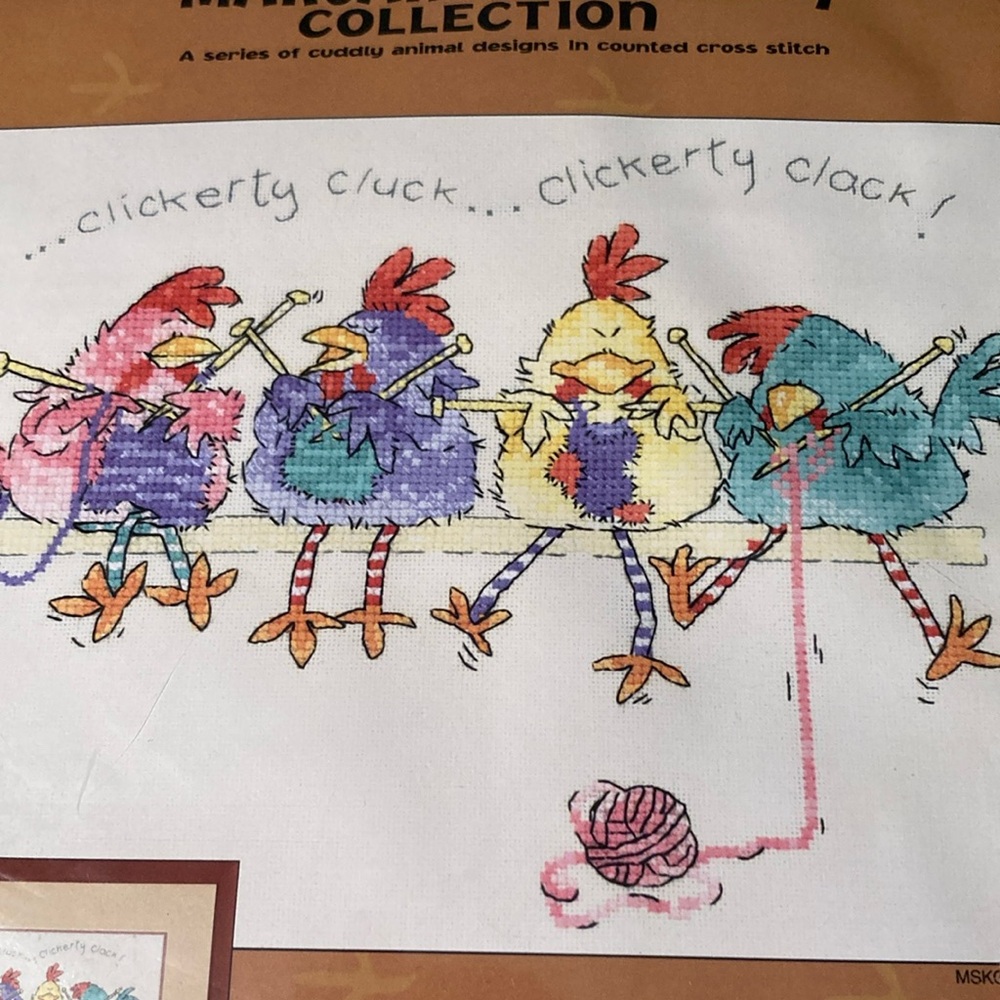 Margaret sherry collection counted cross stitch‎ h “knit chicks” 6x9 G1